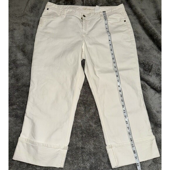 Eddie Bauer Denim - Eddie Bauer Women's White Embroidered Pocket Denim Ankle Jeans Size 14